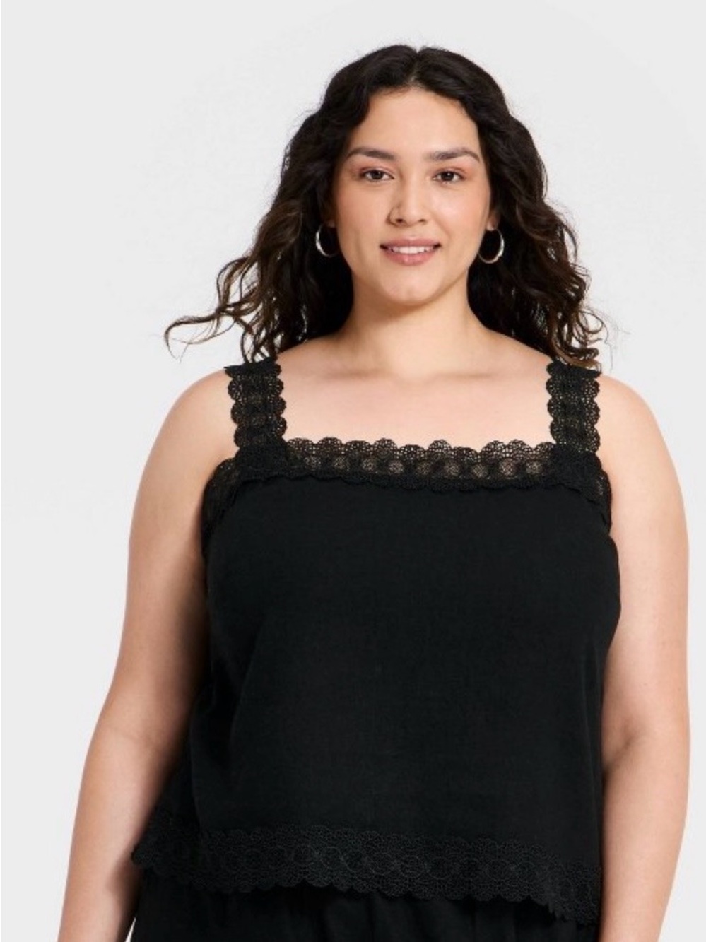 A New Day Black Lace Crochet Tank Top Cami Blouse NWT